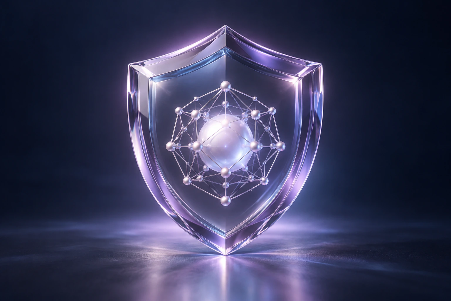 Escudo de vidro protegendo um núcleo de inteligência artificial